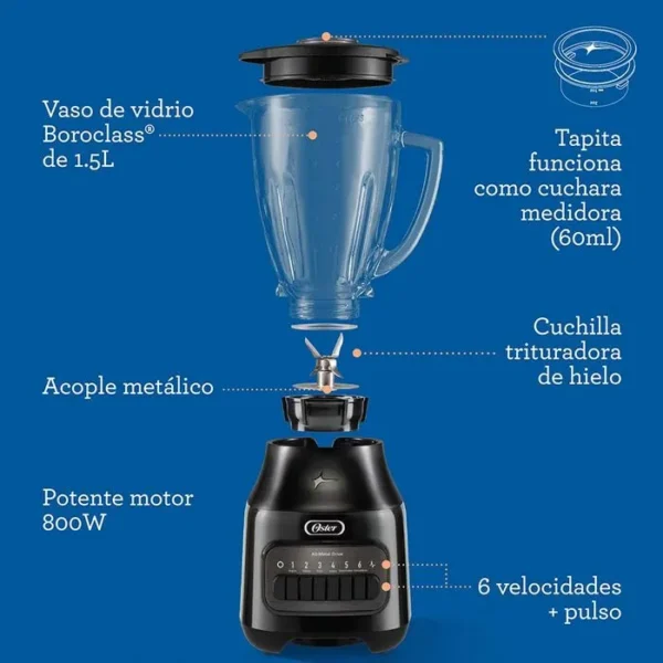 vaso oster de vidrio 1.5 litros (6 tazas)