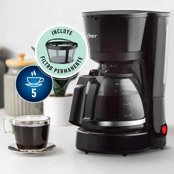 cafetera oster 5 tazas con filtro permanente